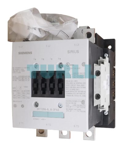 Siemens 3RT1056-6AB36-3PA0 Power Contactor 185A, 90kW, 3-Pole, Screw Terminal, AC-3e/AC-3