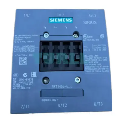 Siemens 3RT1456-6AP36 Power Contactor 3-Pole, AC-1, 275A, 690V, 220–240V AC/DC Coil