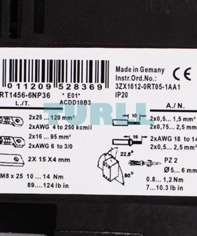 Siemens 3RT1456-6NP36 Power Contactor AC-1, 275A, 690V, 3-Pole, Electronic Drive, PLC Input 24 V DC