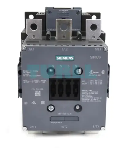 Siemens 3RT1466-6AT36 Power Contactor, 400A, 3-Pole, 575-600V AC/DC