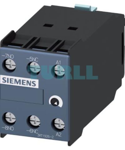 Siemens 3RT1926-2ED11 Solid-State Time-Delayed Front-Side Auxiliary Switch 0.05–1s ON Delay, 200–240V AC