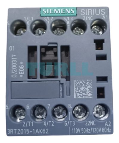 Siemens 3RT2015-1AK62 Power Contactor 7A, 3 kW / 400V, 3-Pole, AC-3e/AC-3