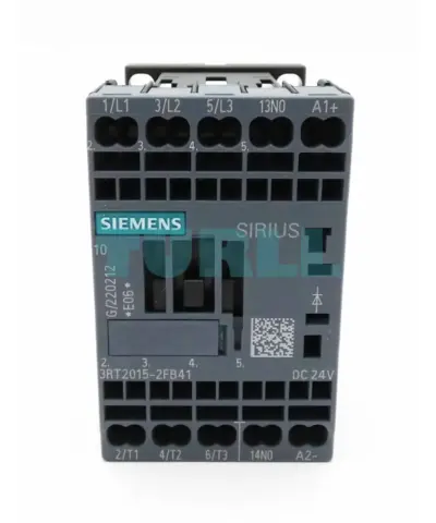 Siemens 3RT2015-2FB41 Power Contactor 3-Pole, 7A, 3 kW / 400V, 24V DC with Integrated Diode