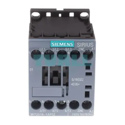Siemens 3RT2016-1AF02 Power Contactor 9A, 3-Pole, 110V AC, 4kW / 400V, Screw Terminal
