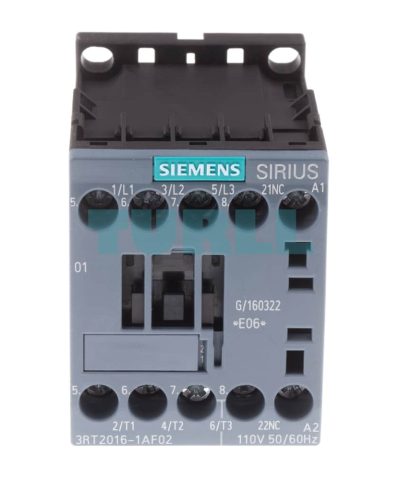 Siemens 3RT2016-1AF02 Power Contactor 9A, 3-Pole, 110V AC, 4kW / 400V, Screw Terminal