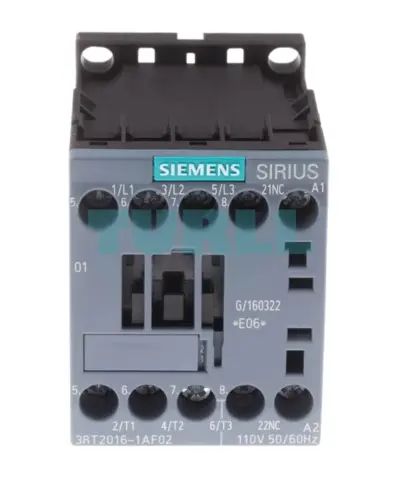 Siemens 3RT2016-1AF02 Power Contactor 9A, 3-Pole, 110V AC, 4kW / 400V, Screw Terminal