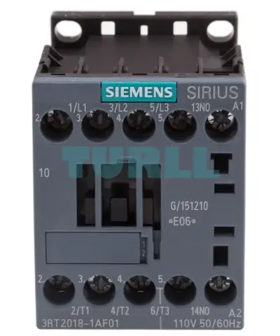 Siemens 3RT2018-1AF01 Power Contactor 16A, 7.5kW, 3-Pole, 110V AC, AC-3e/AC-3