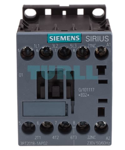 Siemens 3RT2018-1AP02 Power Contactor 16A, 3-Pole, 7.5kW / 400V, AC-3