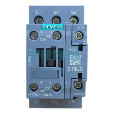 Siemens 3RT2023-1AN20 Power Contactor 9A, 3-Pole, 4kW/400V, 220V AC, Screw Terminal, Size S0