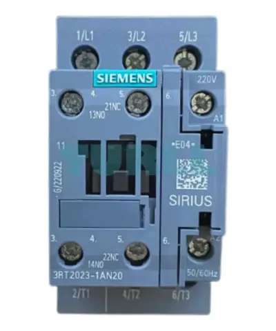 Siemens 3RT2023-1AN20 Power Contactor 9A, 3-Pole, 4kW/400V, 220V AC, Screw Terminal, Size S0