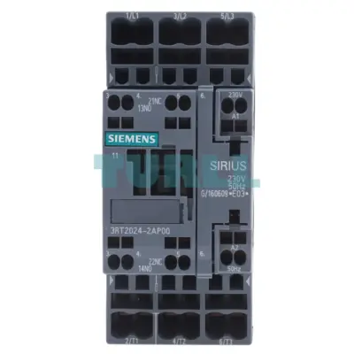 Siemens 3RT2024-2AP00 Power Contactor 12 A, 5.5 kW, 3-Pole, 230V AC, S0 Size