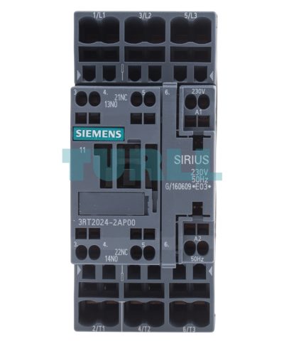 Siemens 3RT2024-2AP00 Power Contactor 12 A, 5.5 kW, 3-Pole, 230V AC, S0 Size