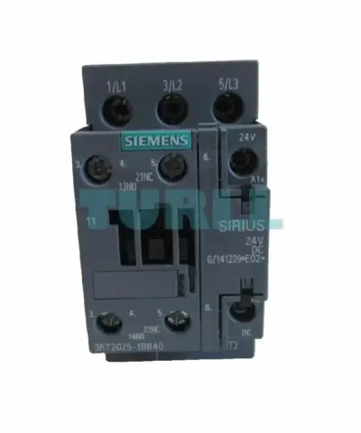 Siemens 3RT2025-1BB40-0CC0 Power Contactor 17A, 7.5 kW, 3-Pole, 24V DC