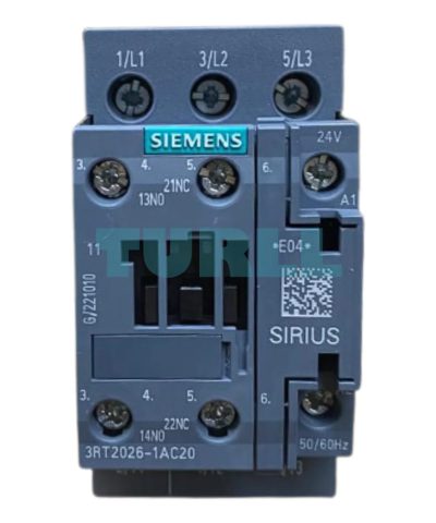 Siemens 3RT2026-1AC20 Power Contactor 25A, 11kW, 3-Pole, 24V AC, S0 Size