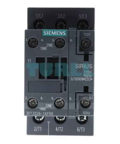 Siemens 3RT2026-1AF00 Power Contactor, 25A, 11kW, 3-Pole, 110V AC, S0 Size