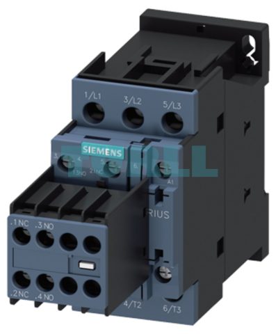 Siemens 3RT2026-1AF04 Power Contactor 25A, 11kW, 3-Pole, 110V AC, Auxiliary Contacts