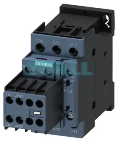 Siemens 3RT2028-1AC24 Power Contactor 38A, 18.5 kW, 3-Pole, 24V AC, Auxiliary Contacts