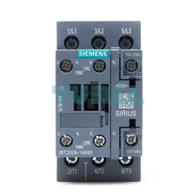 Siemens 3RT2028-1AK60 Power Contactor 38A, 3-Pole, AC-3, 18.5 kW / 400V