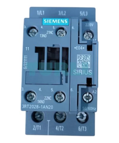 Siemens 3RT2028-1AN20 Power Contactor 38A, 18.5 kW, 3-Pole, 220V AC, S0 Size