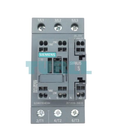 Siemens 3RT2036-3NB30 Power Contactor 51A 22kW 3-Pole AC-3 AC-3e with Integrated Varistor