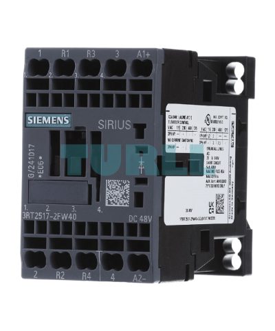 Siemens 3RT2517-2FW40 Power Contactor 12A, 5.5kW / 400V, 4-Pole, 48V DC with Integrated Diode