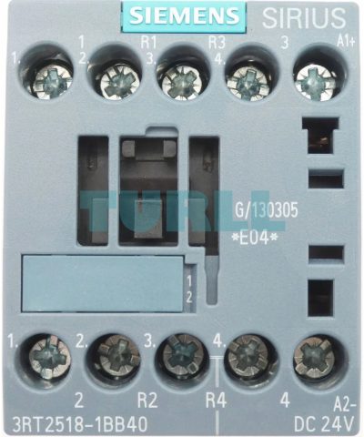 Siemens 3RT2518-1BB40 Power Contactor 16A, 7.5kW, 4-Pole, 24V DC, AC-3