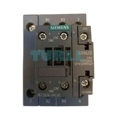 Siemens 3RT2526-1AC20 Power Contactor 25A, 11kW, 4-Pole, 24V AC Coil