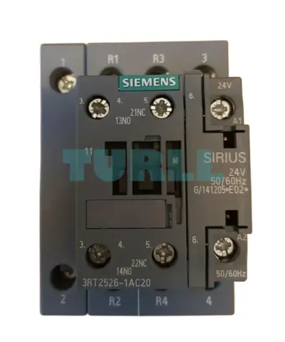 Siemens 3RT2526-1AC20 Power Contactor 25A, 11kW, 4-Pole, 24V AC Coil