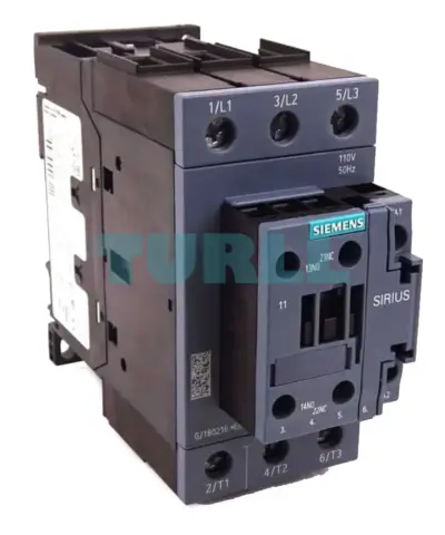 Siemens 3RT2535-1AF00 Power Contactor AC-3, 35A, 18.5 kW, 4-Pole, 110V AC Coil, Size S2