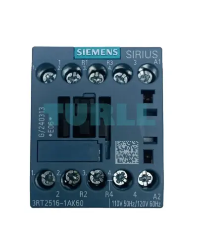 Siemens 3RT2516-1AK60 Power Contactor 9A, 4 kW, 4-Pole, AC-3, Screw Terminal
