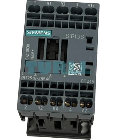 Siemens 3RT2516-2BB40 Power Contactor 9A, AC-3, 4kW/400V, 24V DC Coil, 4-Pole, S00