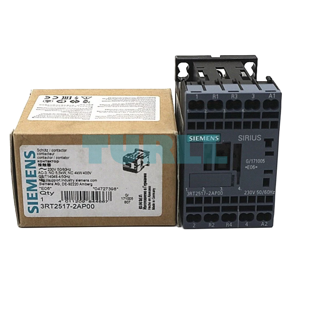 Siemens 3RT2517-2AP00 Power Contactor AC-3, 12A, 5.5 kW/400V, 4-Pole, 230V AC, S00 Original Brand New 5 Siemens 3RT2517-2AP00 Power Contactor AC-3, 12A, 5.5 kW/400V, 4-Pole, 230V AC, S00