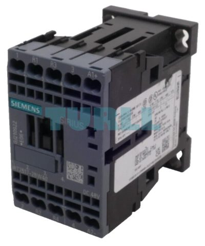 Siemens 3RT2517-2BW40 Power Contactor AC-3, 12A, 5.5kW/400V, 4-Pole, 48V DC Coil, S00 Size