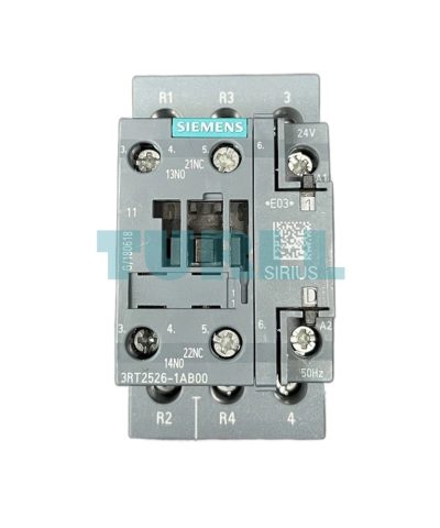 Siemens 3RT2526-1AB00 Power Contactor 25A, 11 kW / 400V, 4-Pole, 24V AC, Screw Terminal