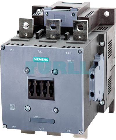 Siemens 3RT5075-6AM36 Power Contactor, Size S12, 200kW AC-3, 2NO+2NC Aux, 200-220V AC/DC