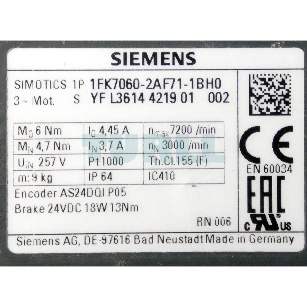 1FK7060-2AF71-1BH0 SIEMENS Exclusive SIMOTICS S Synchronous Motor Original Brand New 3 1FK7060-2AF71-1BH0 SIEMENS SIMOTICS S Synchronous Motor with Encoder
