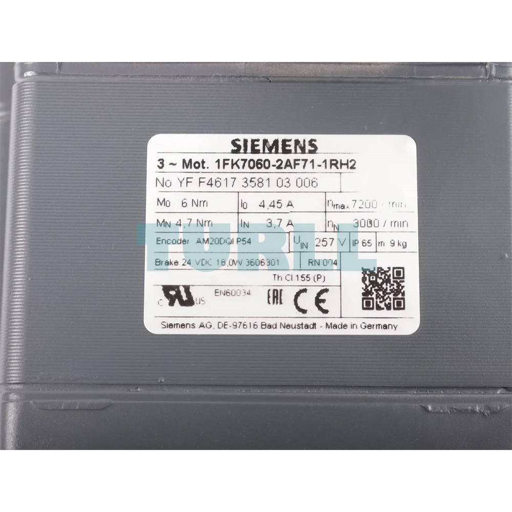 1FK7060-2AF71-1RH2 SIEMENS Exclusive SIMOTICS S Motor Original Brand New 2 SIEMENS 1FK7060-2AF71-1RH2 SIMOTICS S synchronous motor