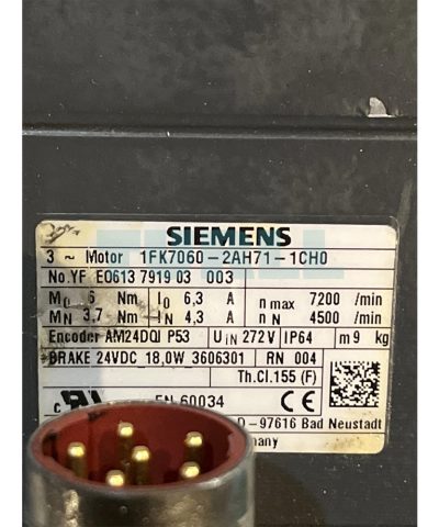 SIEMENS 1FK7060-2AH71-1CH0 SIMOTICS S Synchronous Motor