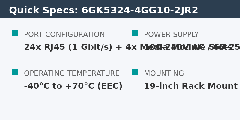 Siemens 6GK5324-4GG10-2JR2 | SCALANCE XR324-4M EEC Technical Review 3 Specs