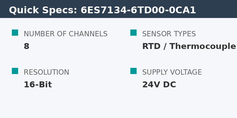 6ES7134-6TD00-0CA1 | Siemens ET 200SP 8-Ch Analog Input (RTD/TC) Deep Dive 3 Specs