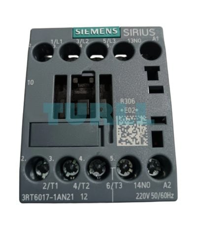 Siemens 3RT6017-1AN21 Contactor AC 220V 50/60Hz, AC-3 5.5kW, 3-Pole, 1NO, Size S00