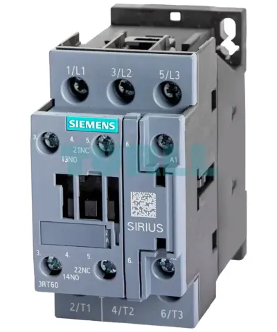 Siemens 3RT6026-1AC20 AC Contactor 24V 50/60Hz, 11 kW, 3-Pole, Auxiliary Contact